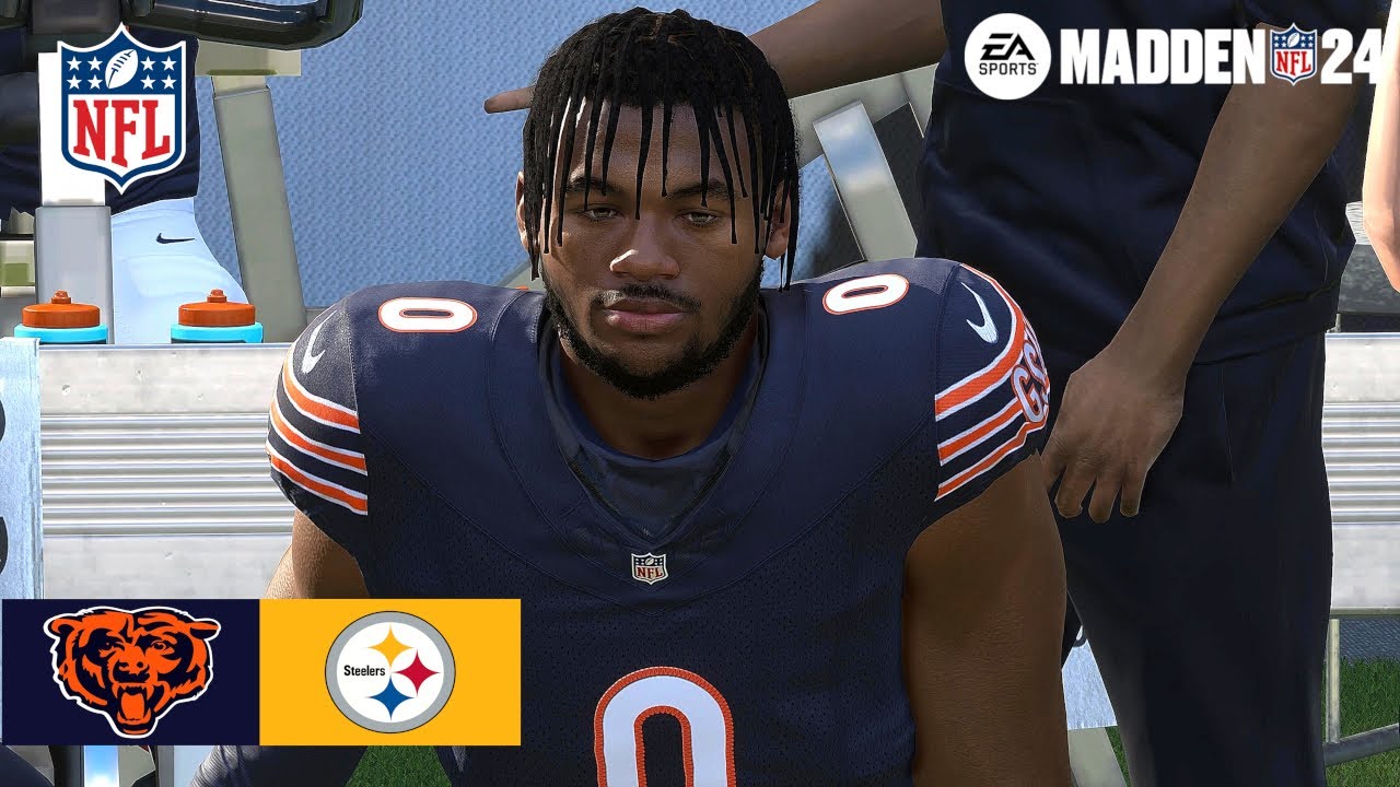 Madden 24 D’Andre Swift Bears vs Russell Wilson Steelers 2024 NFL Draft Sim PS5 4K Game Play