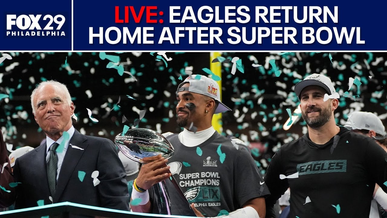 LIVE 🔴 Eagles return home to Philadelphia after Super Bowl LIX victory!