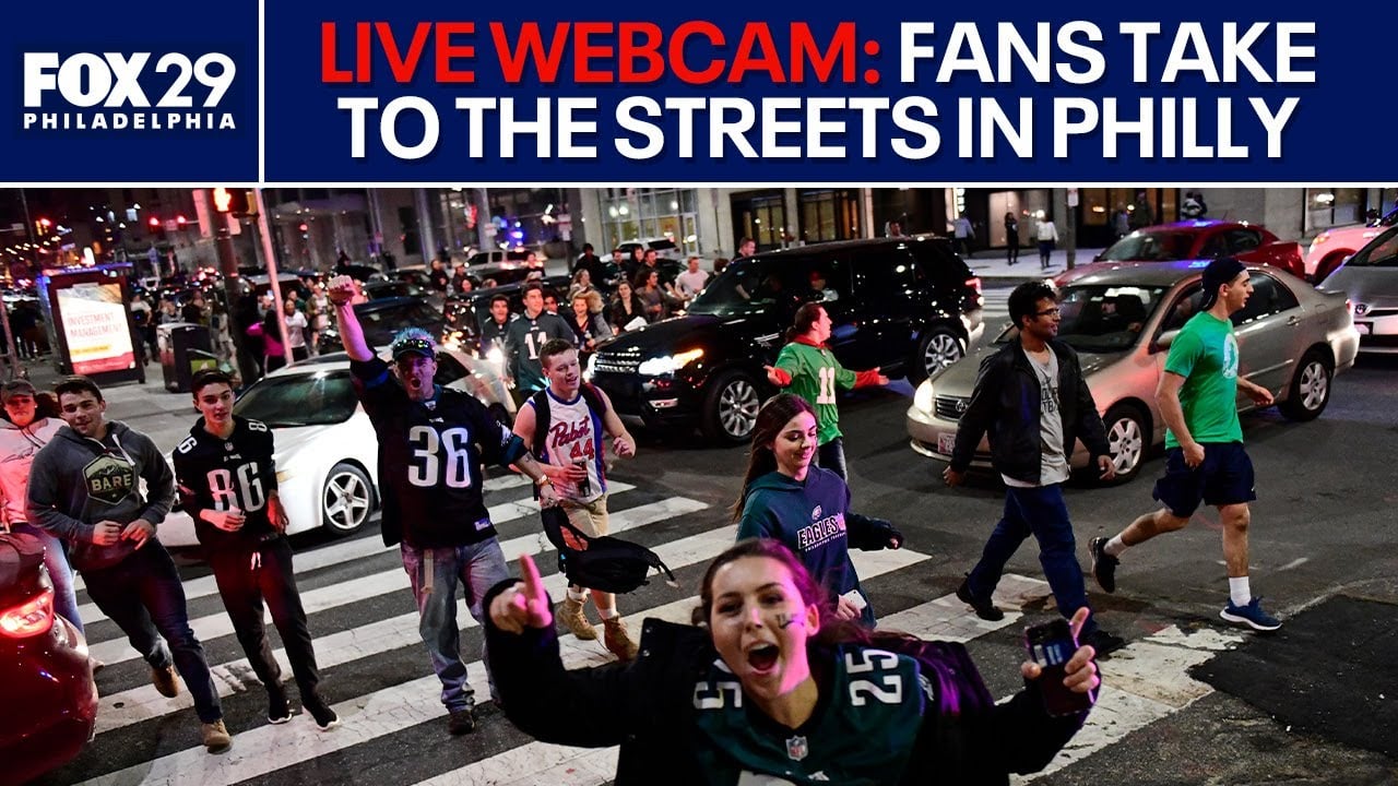 LIVE 🔴  Philadelphia Eagles fans flood streets during Super Bowl LIX