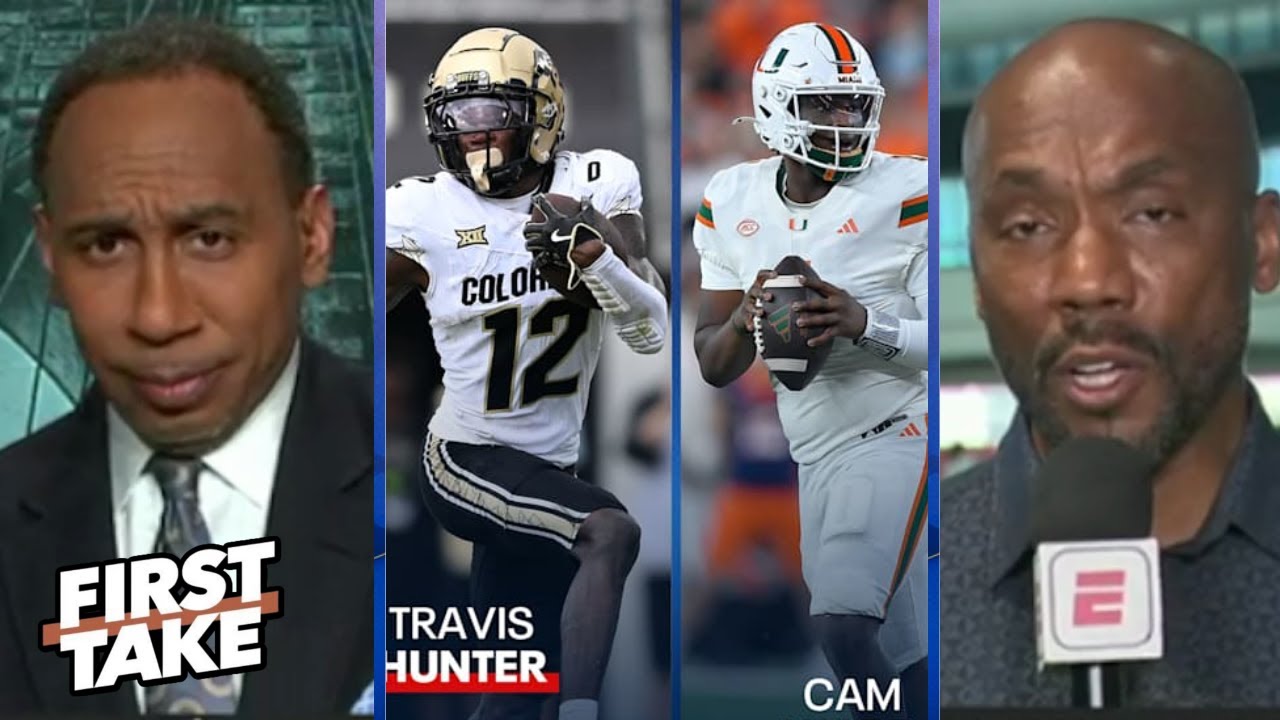 FIRST TAKE | Best player in the 2025 NFL Draft: Cam Ward or Travis Hunter? – Stephen A. & Riddick