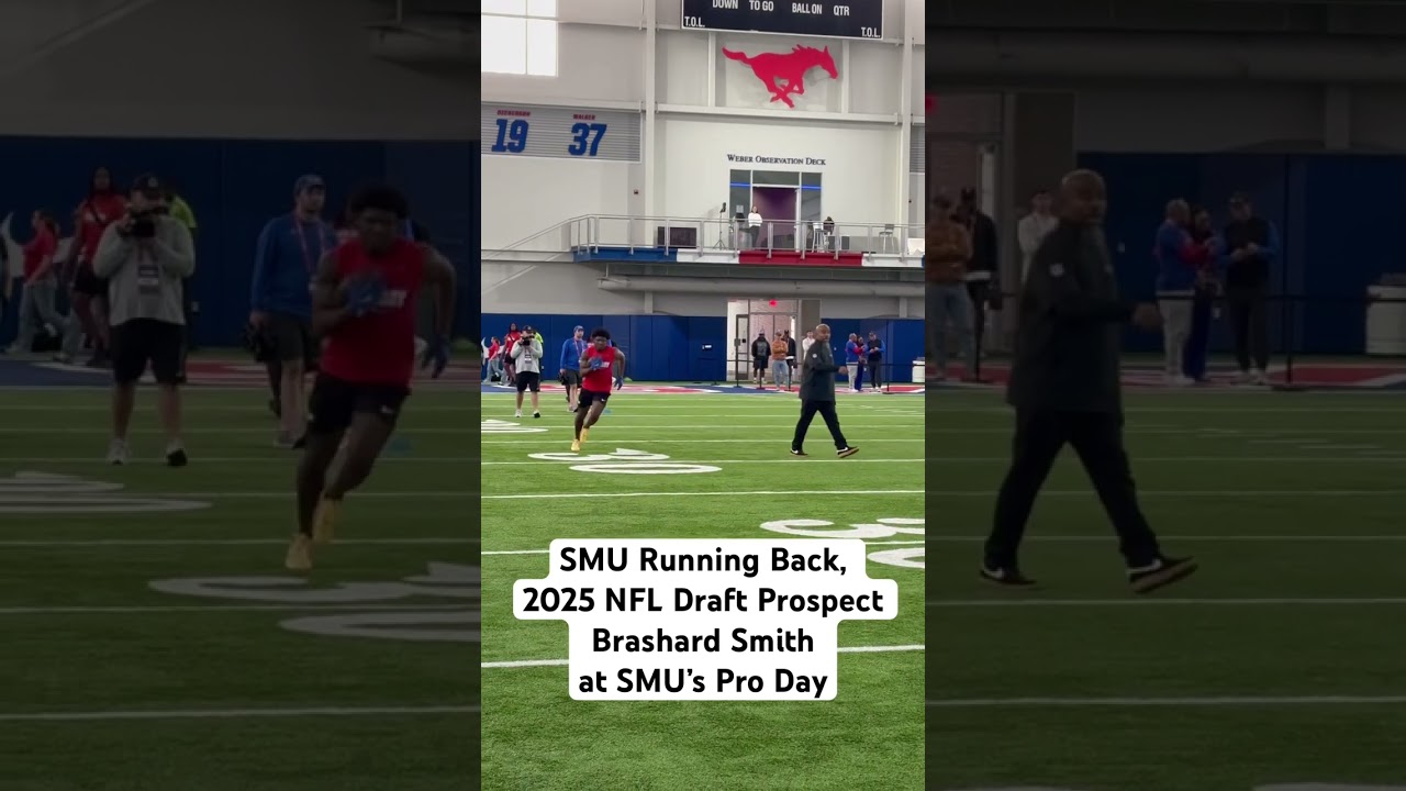 SMU running back, 2025 NFL Draft Prospect Brashard Smith works out at SMU Pro Day. #nfldraft