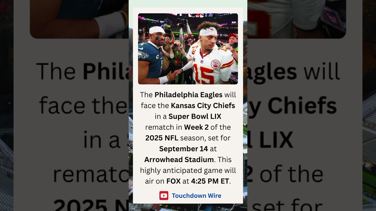 Eagles vs Chiefs Super Bowl LIX Rematch ππ₯ Week 2 Showdown! ππ₯ #NFL #Shorts Eagles vs Chiefs Super Bowl LIX Rematch ππ₯ Week 2 Showdown! ππ₯ #NFL #Shorts