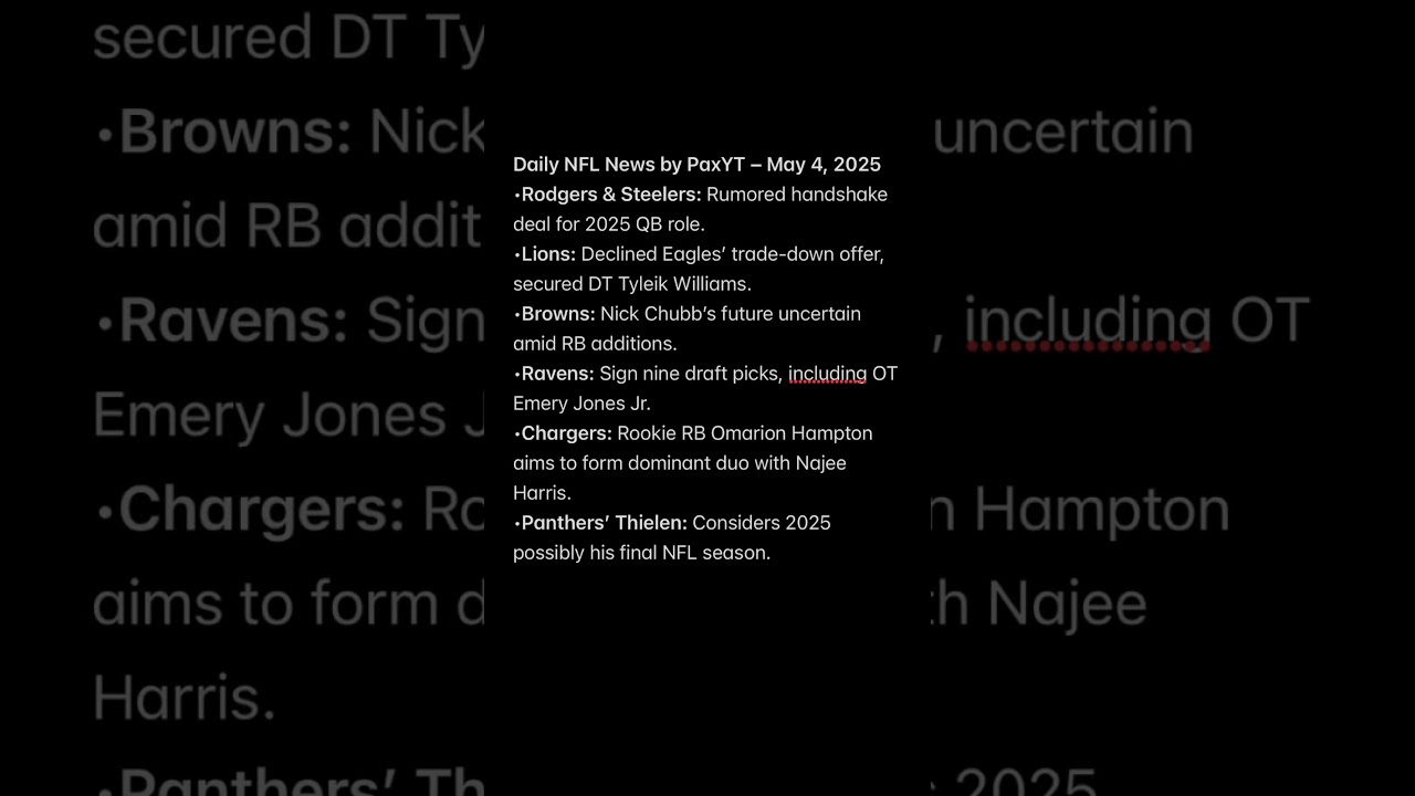 NFL Daily News by PaxYT May 4.