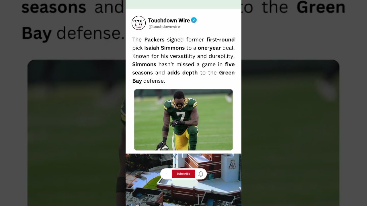 Packers Sign Isaiah Simmons to 1-Year Deal 🏈💰 #Packers #NFL #Contract #Shorts