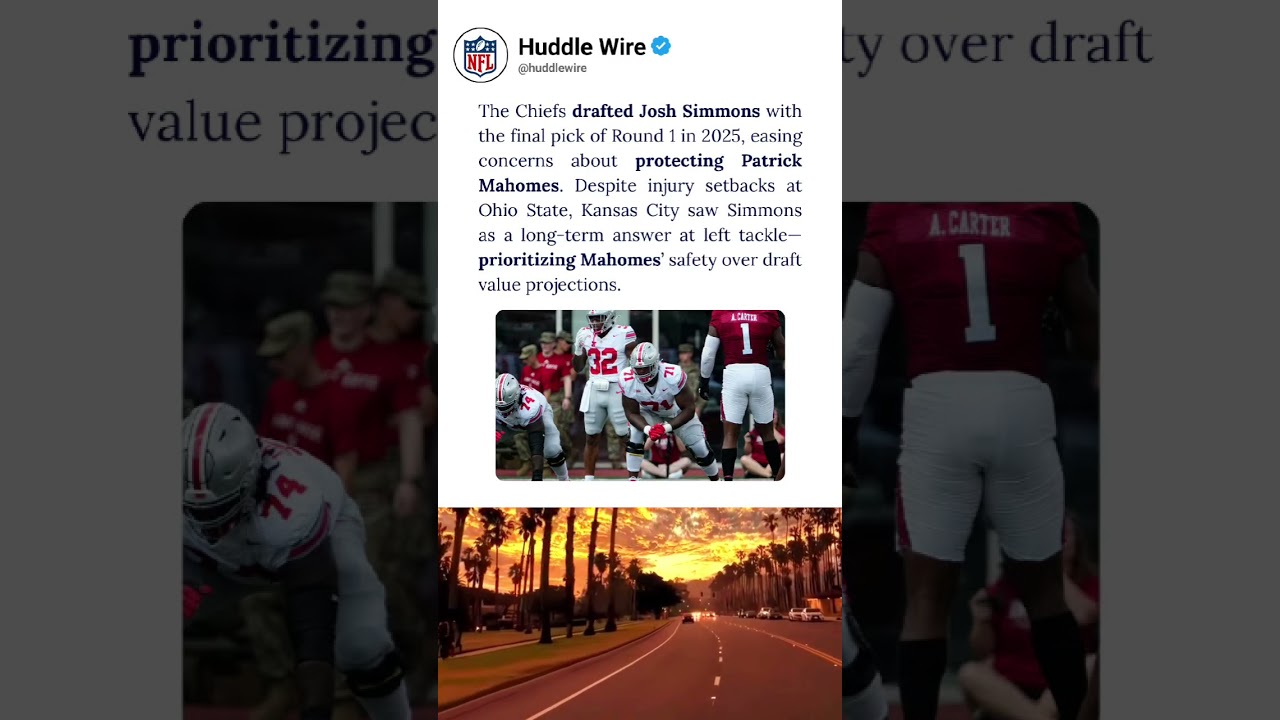 Chiefs Protect Mahomes! KC Drafts LT Josh Simmons at No. 32 | 2025 NFL Draft Recap | #shorts Chiefs Protect Mahomes! KC Drafts LT Josh Simmons at No. 32 | 2025 NFL Draft Recap | #shorts