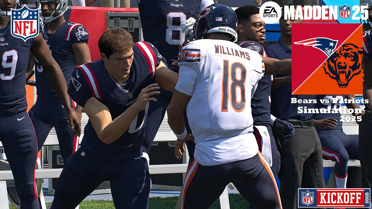 Madden 25 Caleb Williams Bears vs Drake Maye Patriots Sim 2025 (Madden 26 Roster) Game Play Madden 25 Caleb Williams Bears vs Drake Maye Patriots Sim 2025 (Madden 26 Roster) Game Play