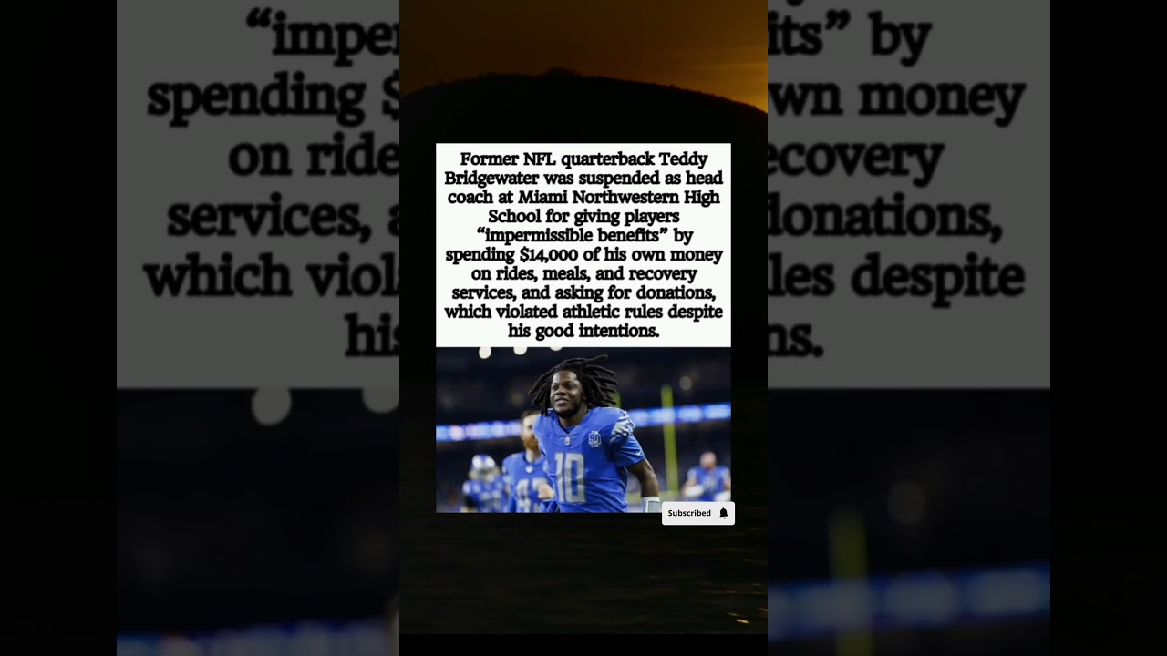 Teddy Bridgewater SUSPENDED as HS Coach After Spending K of His Own Money on Players #shorts #nfl Teddy Bridgewater SUSPENDED as HS Coach After Spending K of His Own Money on Players #shorts #nfl