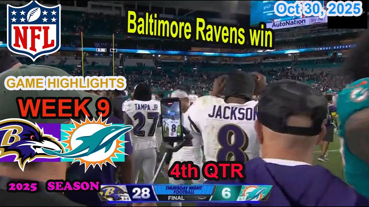 Baltimore Ravens vs Miami Dolphins Week 9 Game 4th QTR Highlights NFL Oct 30, 2025 Vlog Baltimore Ravens vs Miami Dolphins Week 9 Game 4th QTR Highlights NFL Oct 30, 2025 Vlog