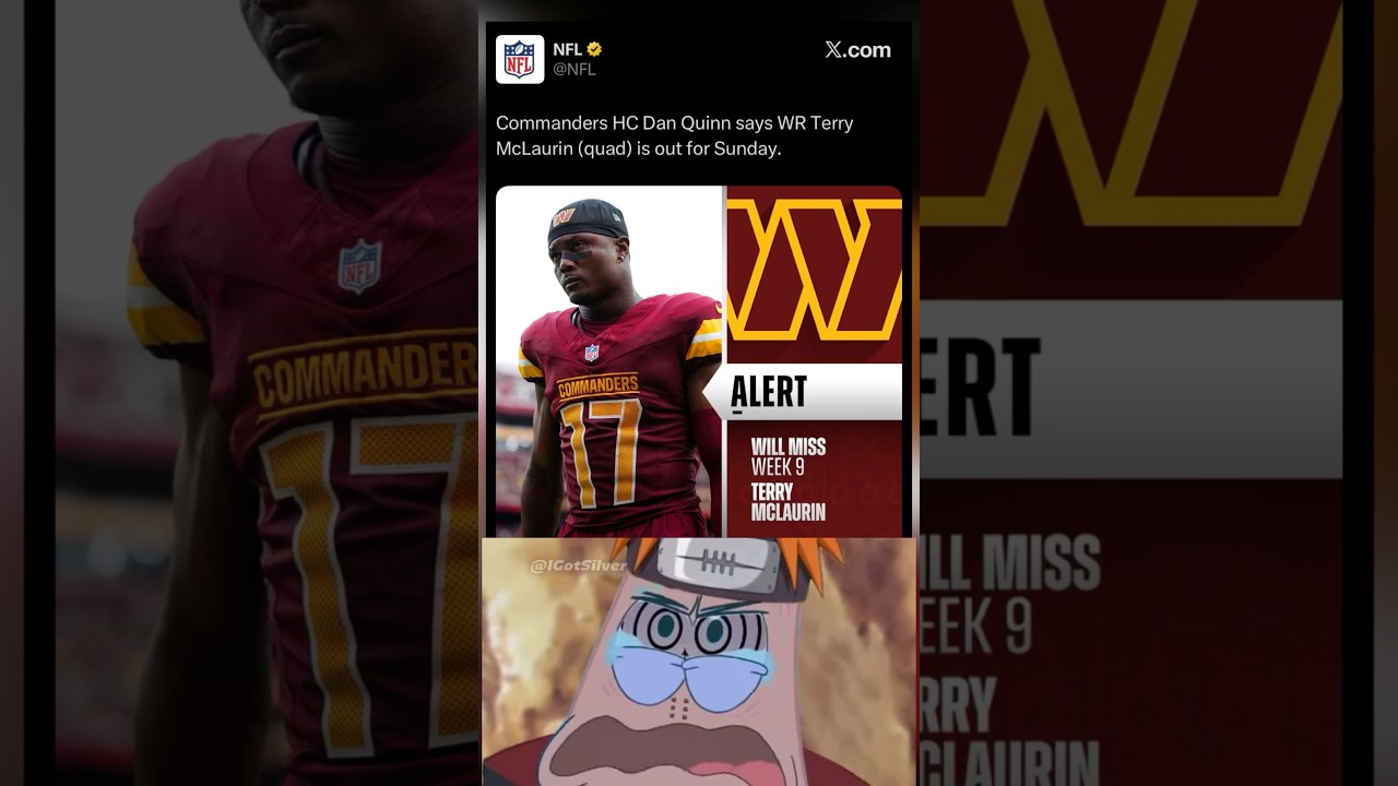 🚨TERRY MCLAURIN is OUT for SNF against Seattle! #Commanders #Seahawks #NFLNews #NFL Vlog 🚨TERRY MCLAURIN is OUT for SNF against Seattle! #Commanders #Seahawks #NFLNews #NFL Vlog