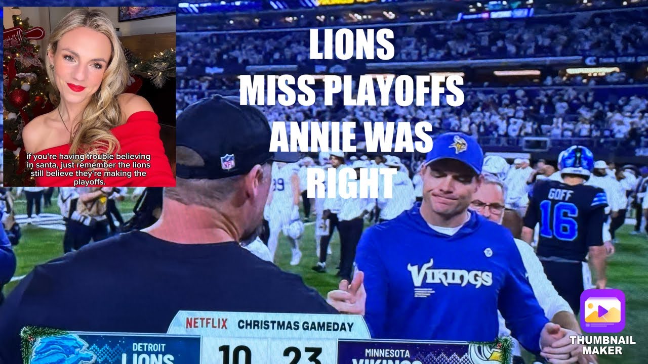 Detroit Lions Eliminated From NFL Playoffs Hunt After Vikings Beat Them 23 To 10 On Christmas Day Vlog Detroit Lions Eliminated From NFL Playoffs Hunt After Vikings Beat Them 23 To 10 On Christmas Day Vlog
