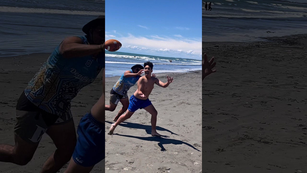 Embarrassed by my Nephew on the first play 😭 #flagfootball #faith #nfl #beach #nflflag #nz #aus Embarrassed by my Nephew on the first play 😭 #flagfootball #faith #nfl #beach #nflflag #nz #aus