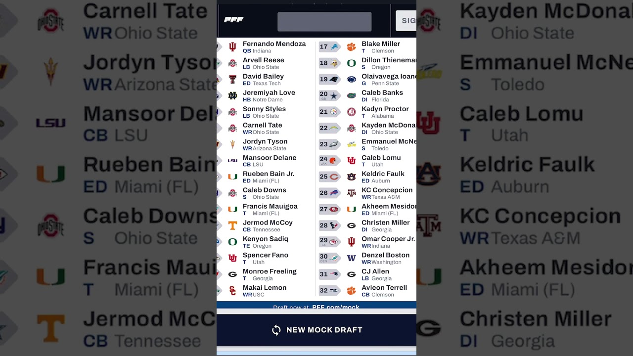 My 2026 nfl mock draft/can u tell me how to get clips for edits #mockdraft #nfldraft #nflcombine#fyp