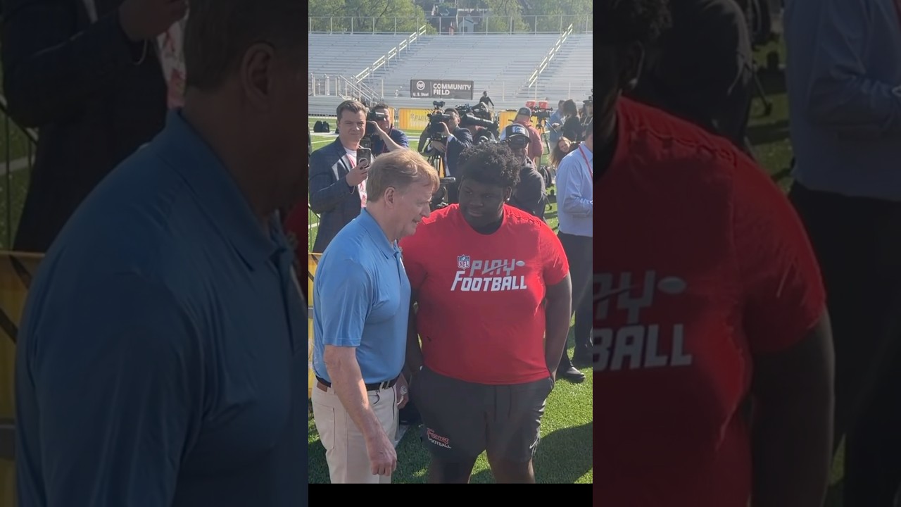 NFL draft Prospect Clinic with local youth and Special Olympics athletes.